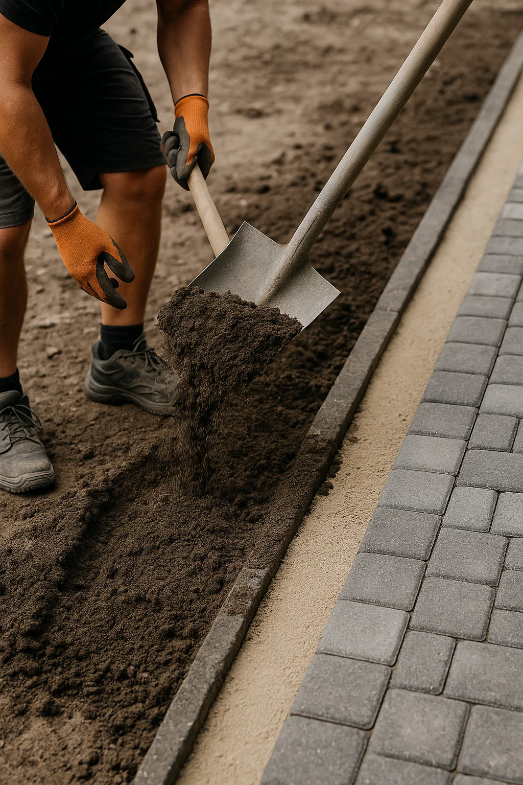 Ilustracja przedstawiająca niwelowanie terenu
